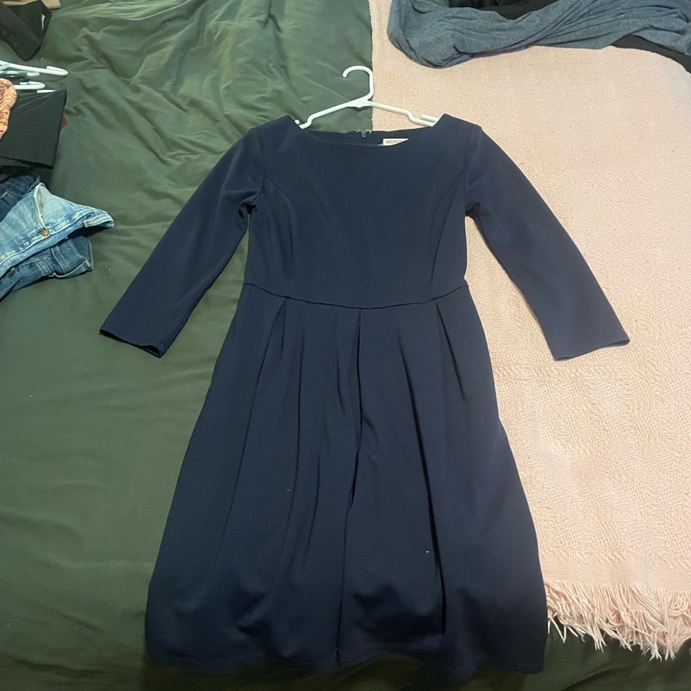 Merona Blue A-Line Long Sleeve Dress
